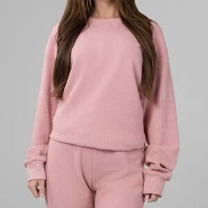 Comfrt Unisex Waffle Lounge Top Pink Thermal Long Sleeve Shirt Size 2XL